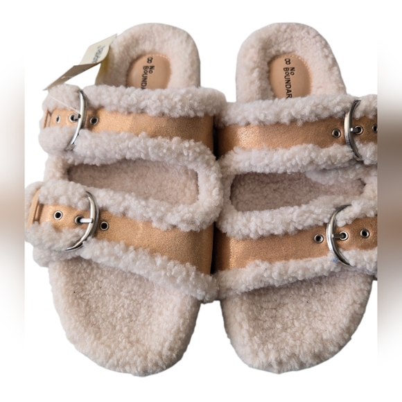 No Boundaries Fuzzy Sandals with Buckles - Picture 2 of 5